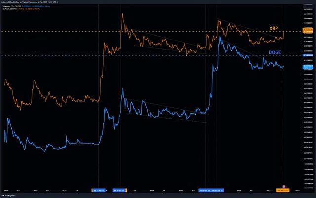 {崛起社區}狗狗幣 (DOGE) 與 XRP：9 年價格相關性 – 歷史表明什麽？