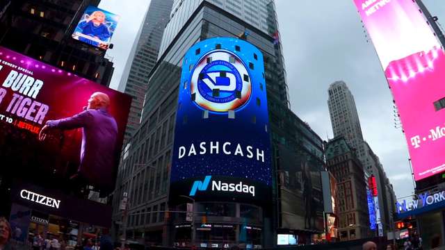 DashCash受邀登陸美國納斯達尅大屏幕